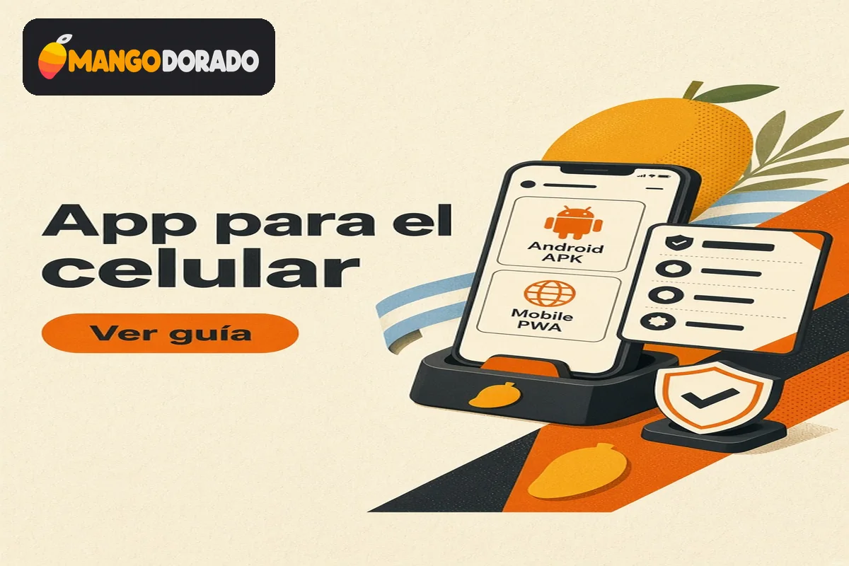 Celular con opciones APK y PWA y permisos de instalación.